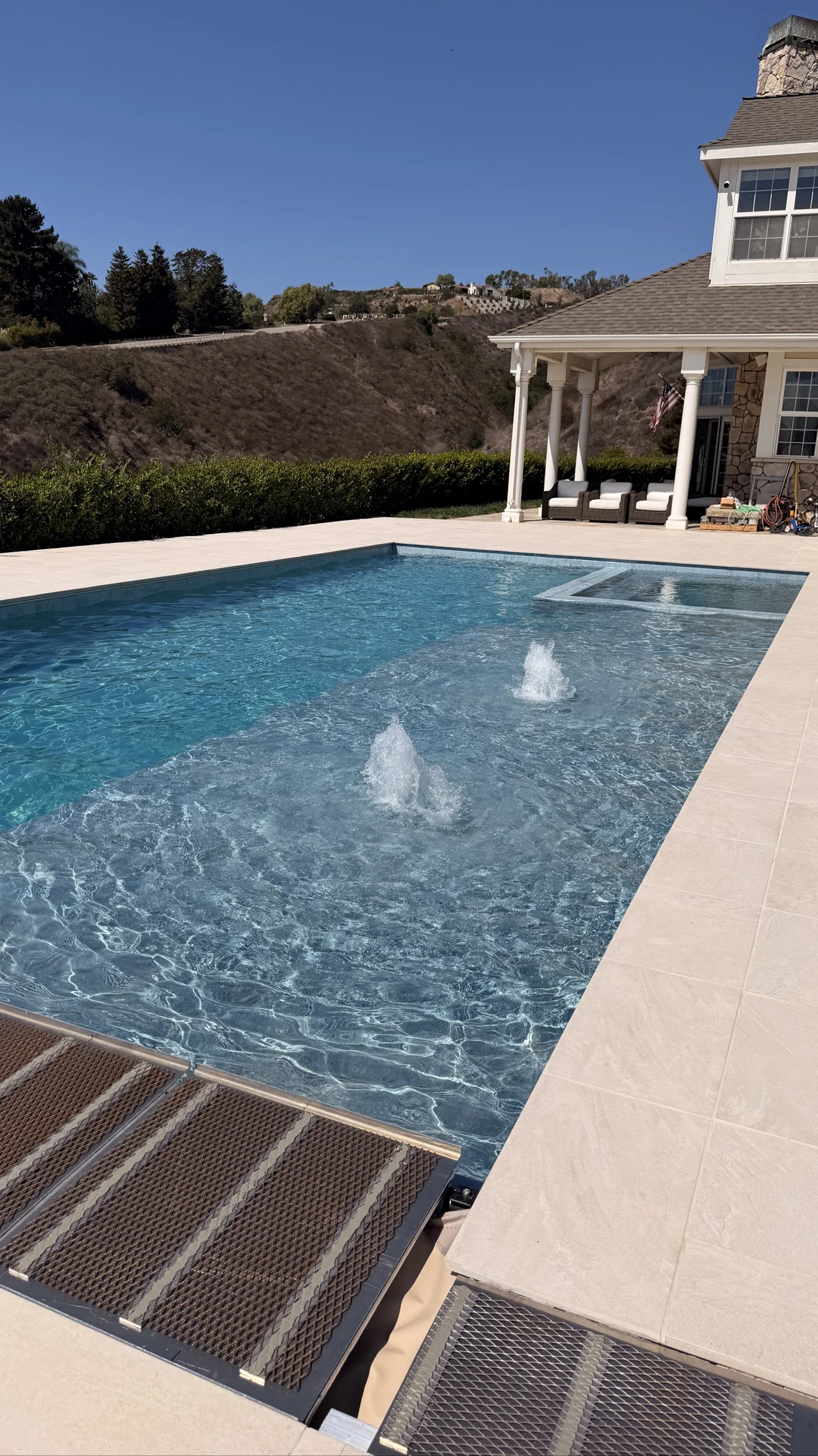 Pool and spa with hillside views by Moda Outdoor Living in Santa Rosa Valley, CA — luxury outdoor living design and build