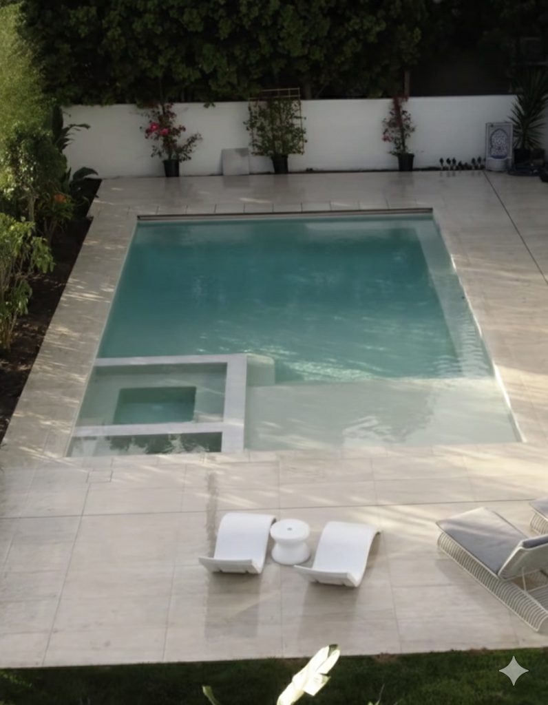 Modern cold plunge pool with spa area