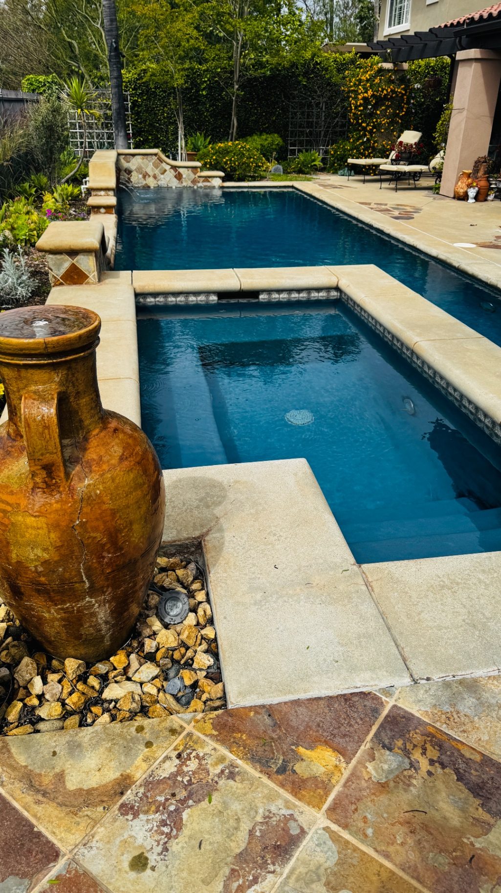 Pressure washing and cleaning the fire-damaged pool