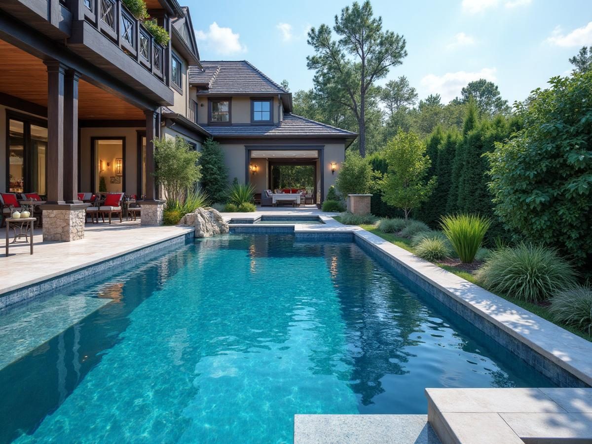 High-end pool with compliant glass fence barrier
