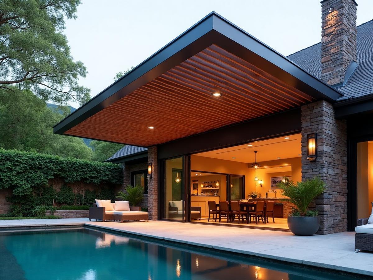 Premium pergola with smart home integration, LED lighting, and motorized screens