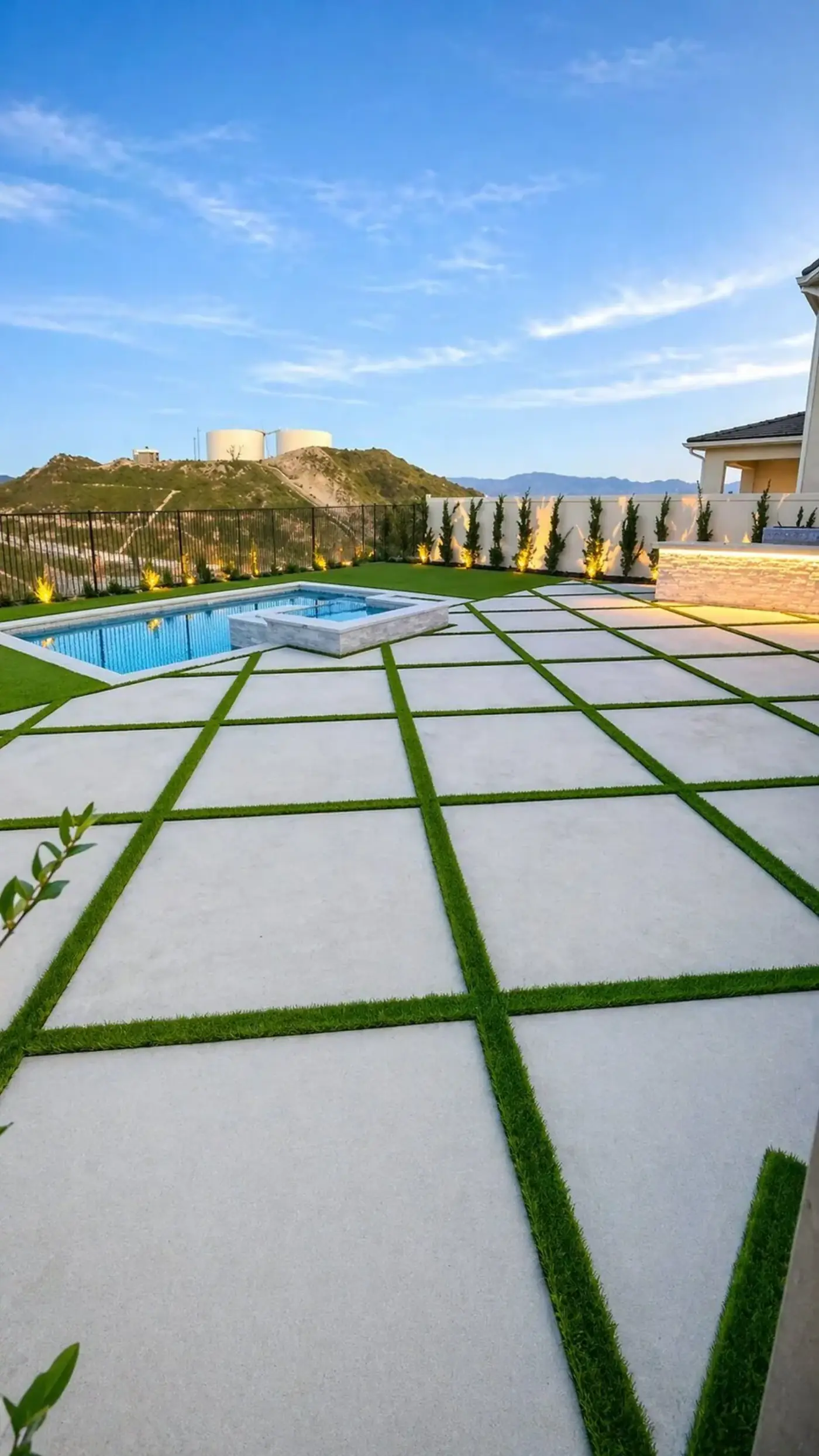 Modern Concrete Pavers & Pool by Moda Outdoor Living in Santa Clarita, CA — luxury outdoor living design and build