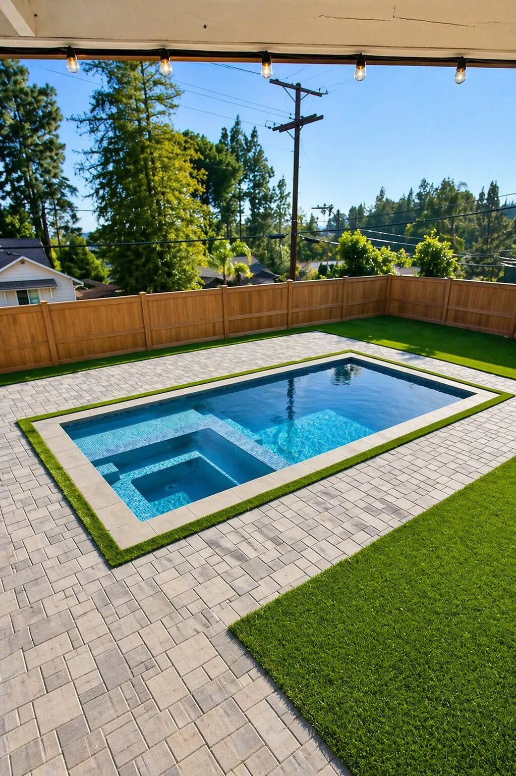 Pool & Spa with Pavers & Turf by Moda Outdoor Living in Granada Hills, CA — luxury outdoor living design and build