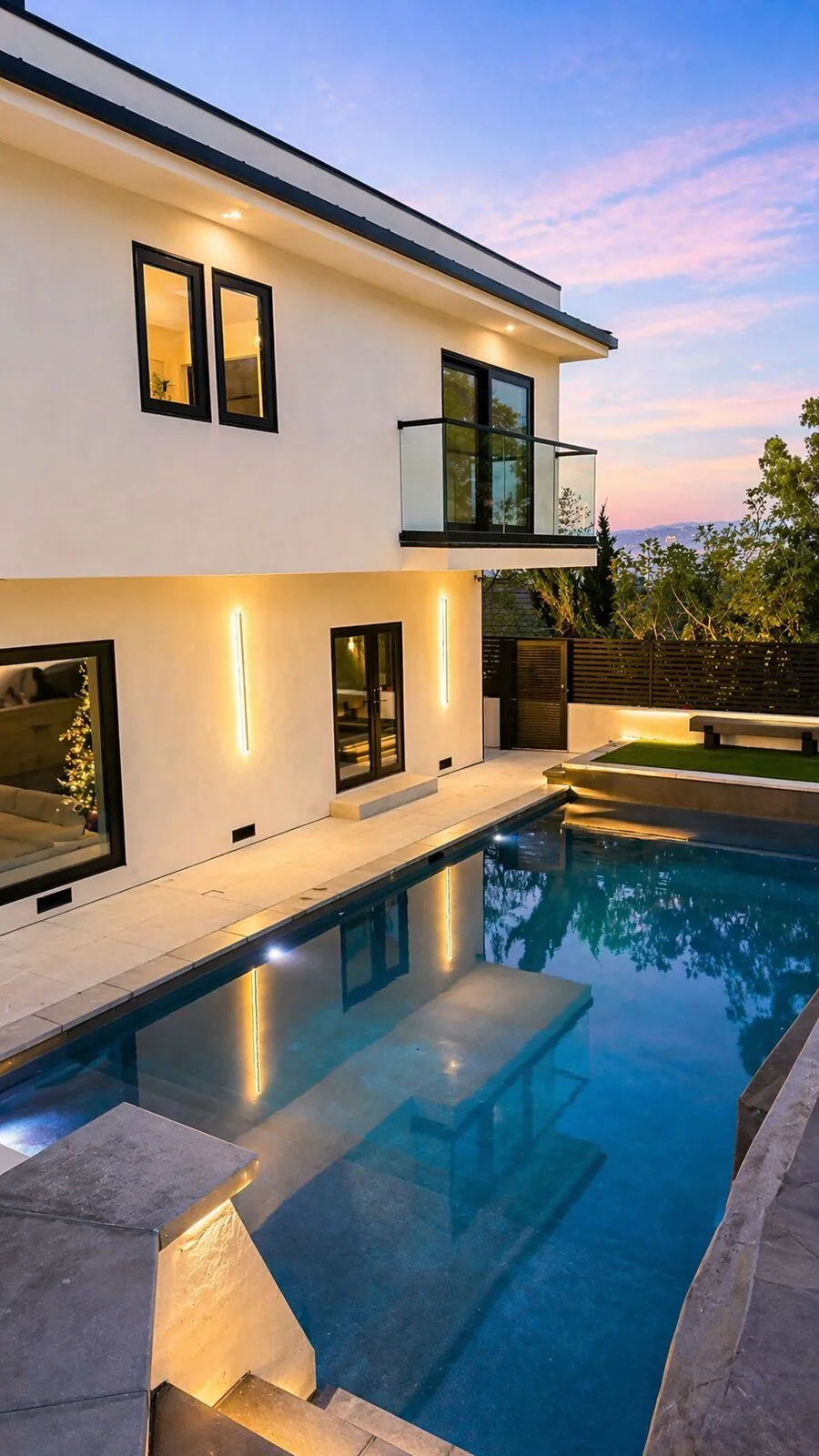 Modern Pool & Turf Lounge by Moda Outdoor Living in Baldwin Hills, CA — luxury outdoor living design and build