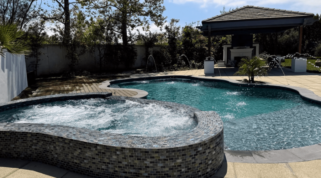 A backyard pool setup in Southern California equipped with a pool chiller system, designed to regulate water temperature during extreme heat. Pool cooling systems are ideal for maintaining comfort in hot climates and extending daily swim time during summer months.